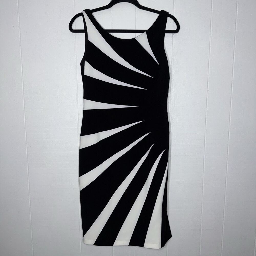 Joseph Ribkoff Women’s Sunburst Sheath Dress Black White Sleeveless Size 10